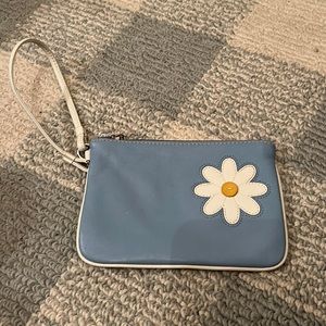 Coach leather wristlet with flower